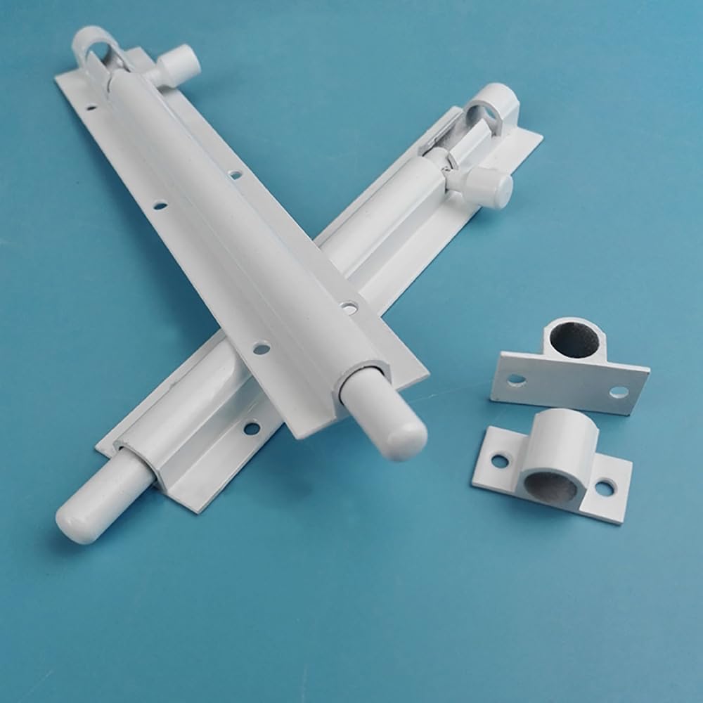 2 Pack QPINGH 3 Inch Heavy Duty Barrel Bolt Locks - White Security Sliding Latch Locks for Doors