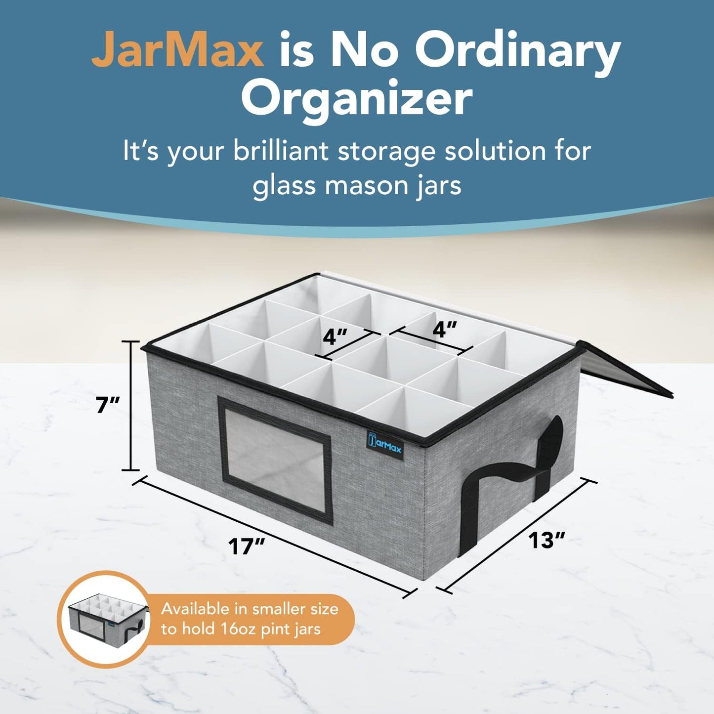 2-Pack Quart Mason Jar Organizer - Sturdy Storage Bag for Canning Jars - Holds 12 Quart Size Mason Jars - Foldable & Stackable with Handles, Dividers, and Label Holder