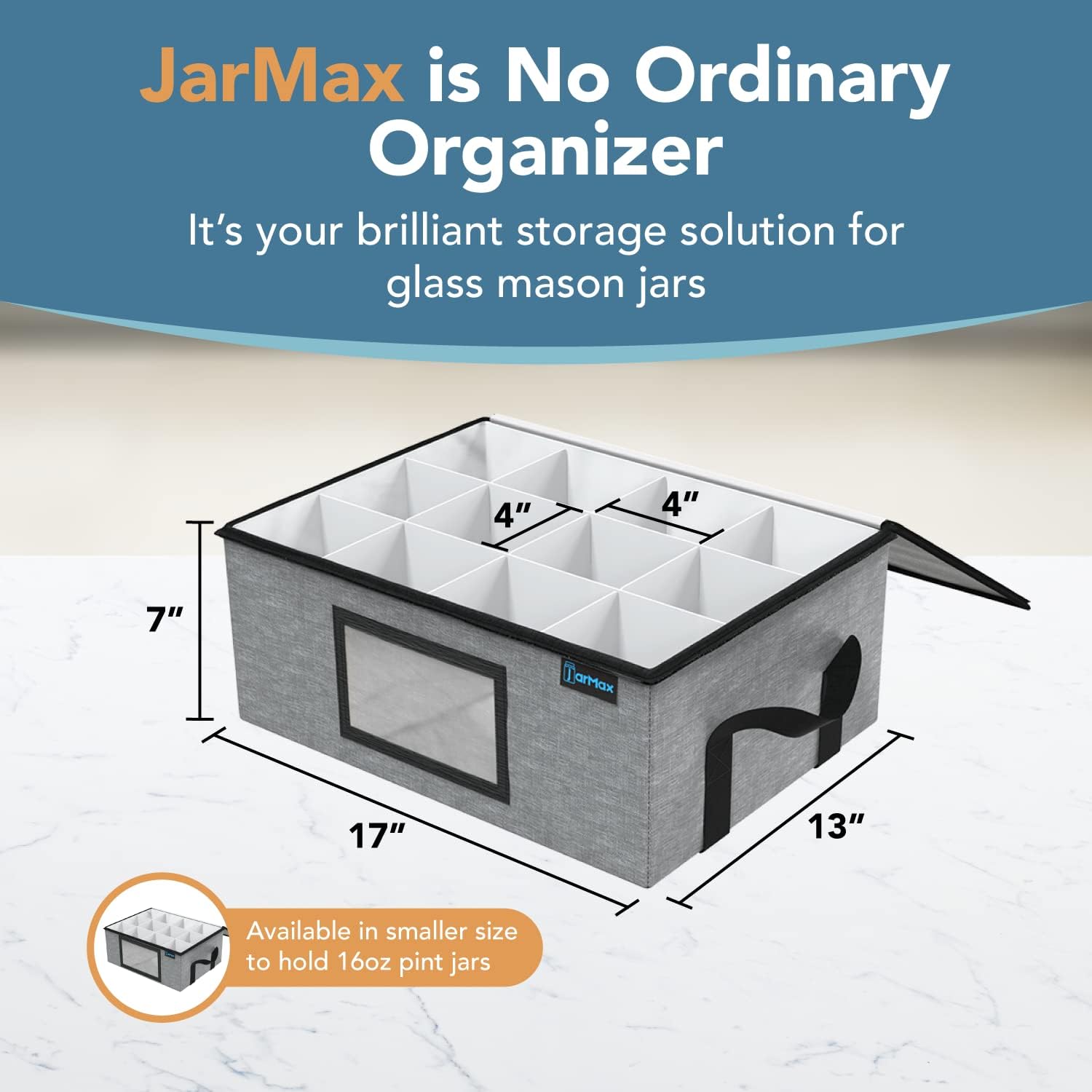 2-Pack Quart Mason Jar Organizer - Sturdy Storage Bag for Canning Jars - Holds 12 Quart Size Mason Jars - Foldable & Stackable with Handles, Dividers, and Label Holder