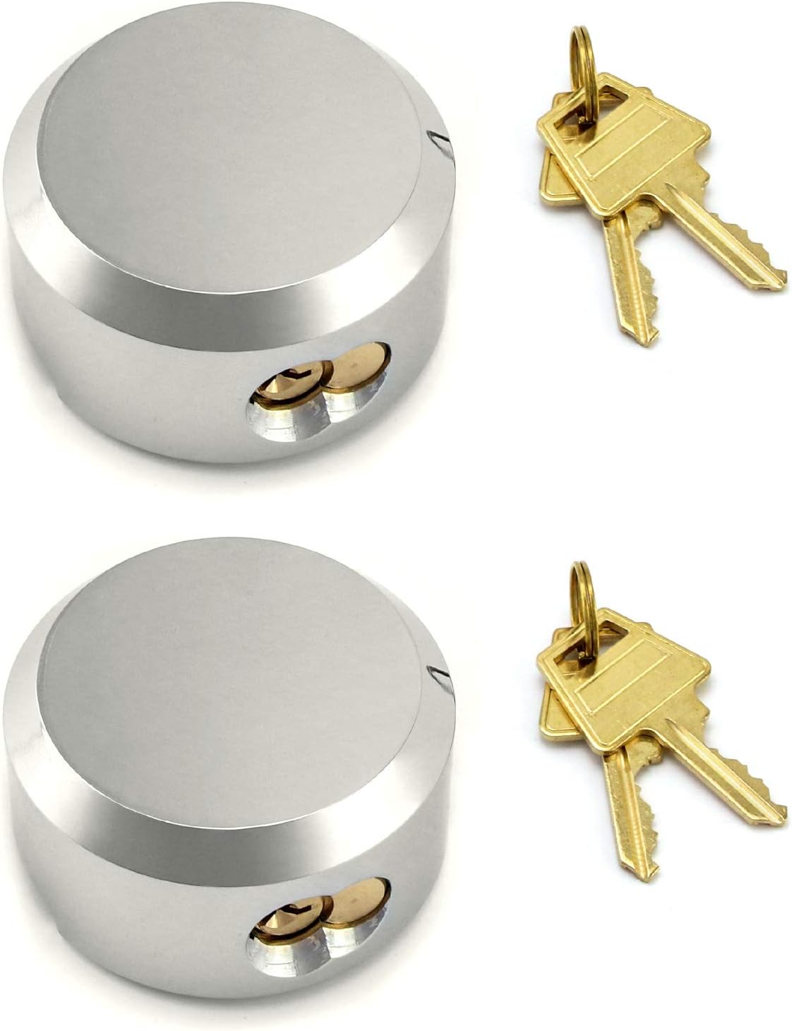 2-Pack QWORK 2-7/8" Hockey Puck Trailer Door Locks - Keyed Differently