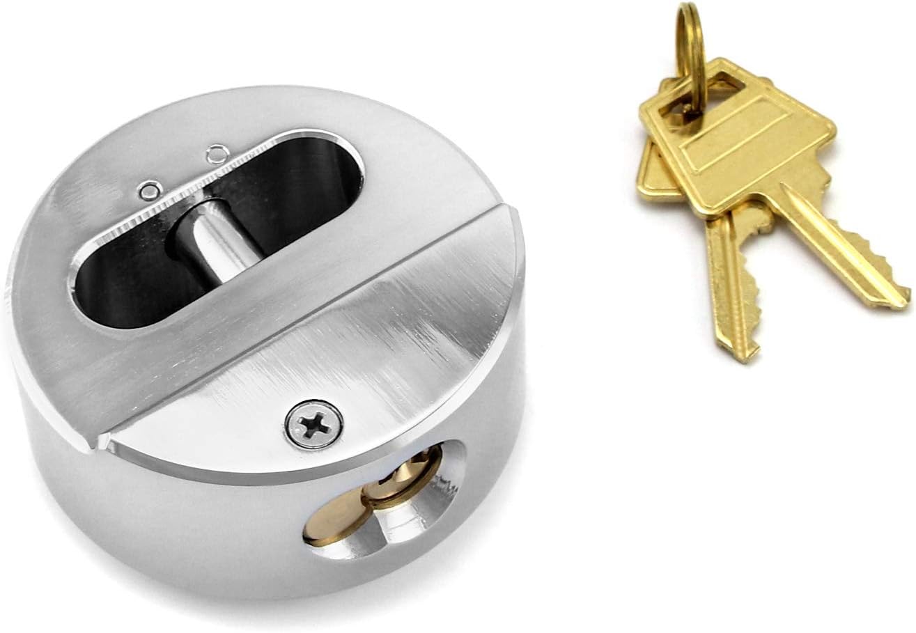 2-Pack QWORK 2-7/8" Hockey Puck Trailer Door Locks - Keyed Differently