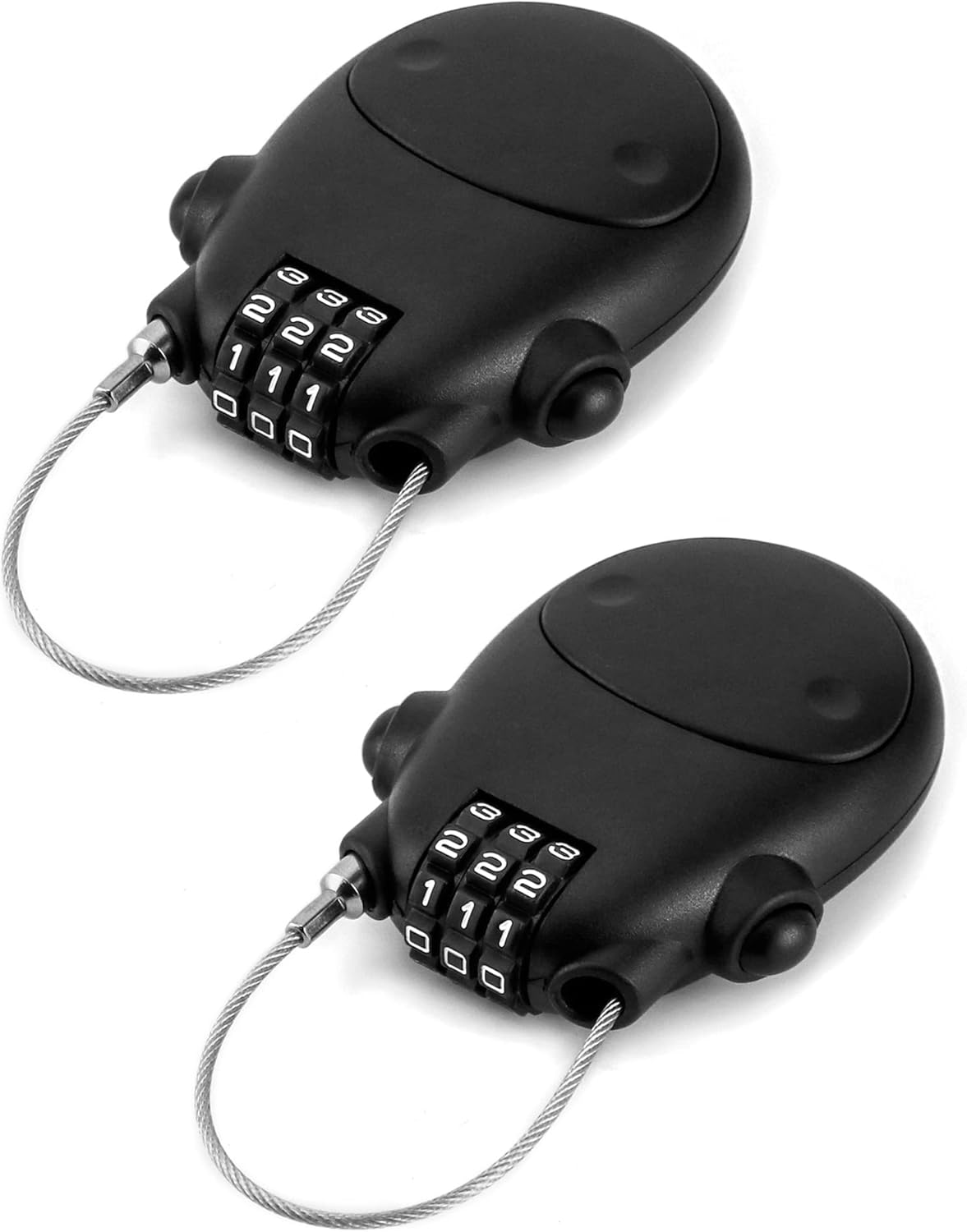 2 Pack QWORK Retractable Steel Cable Locks with Security Password - Ideal for Luggage