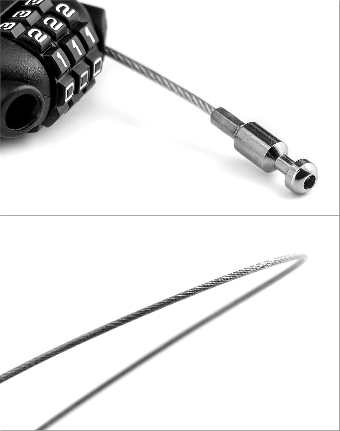 2 Pack QWORK Retractable Steel Cable Locks with Security Password - Ideal for Luggage