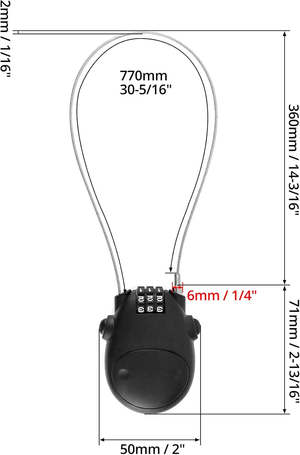 2 Pack QWORK Retractable Steel Cable Locks with Security Password - Ideal for Luggage