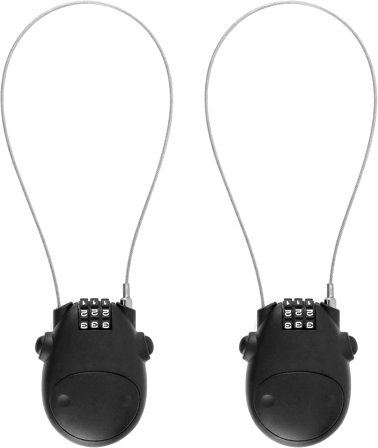 2 Pack QWORK Retractable Steel Cable Locks with Security Password - Ideal for Luggage