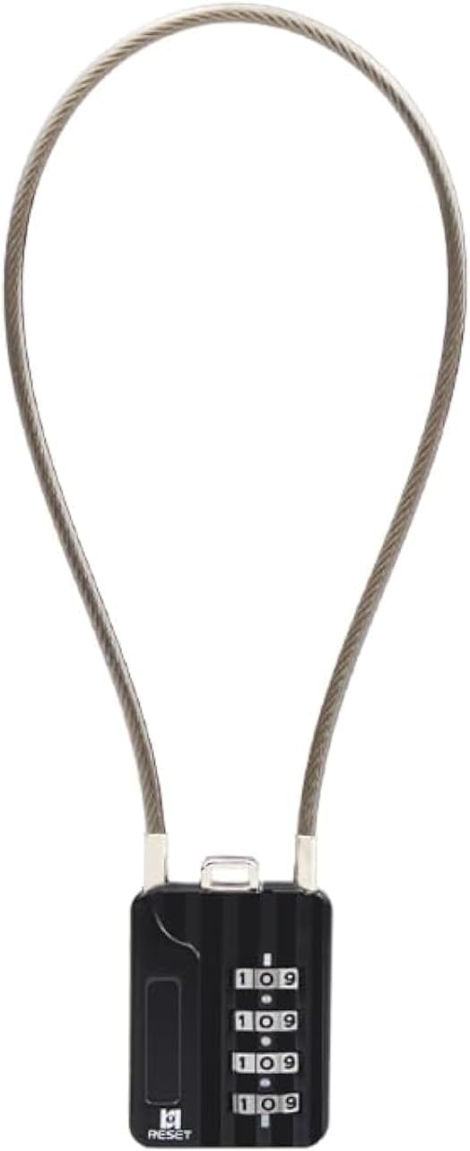 2 Pack RESET-200 Combination Padlock with 12" Steel Cable for Locker, Luggage, Gun Case - Black - WildKart