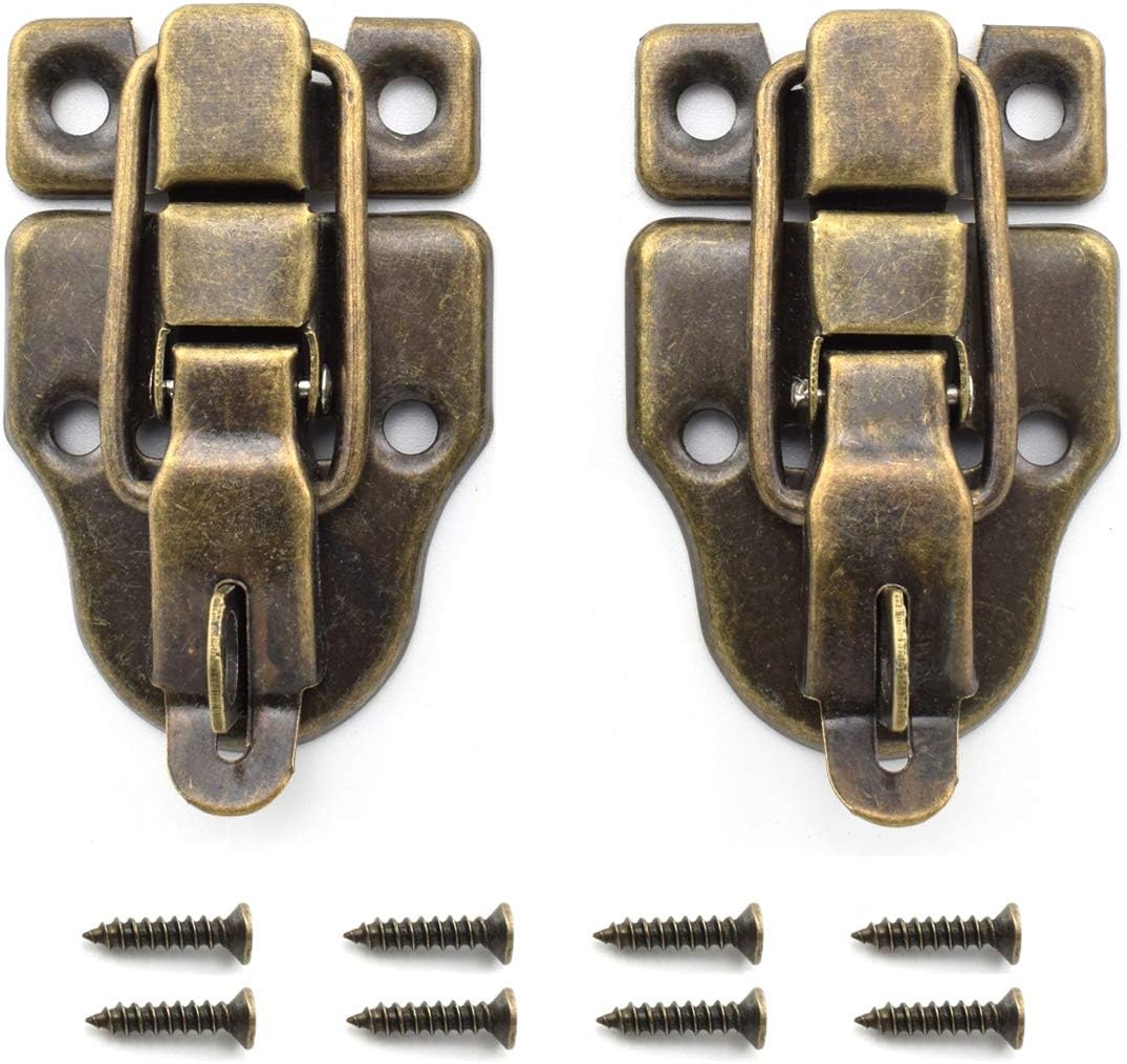 2-Pack Retro Bronze Style Box Toggle Latch with Padlock Hole for Small Wooden Crafts
