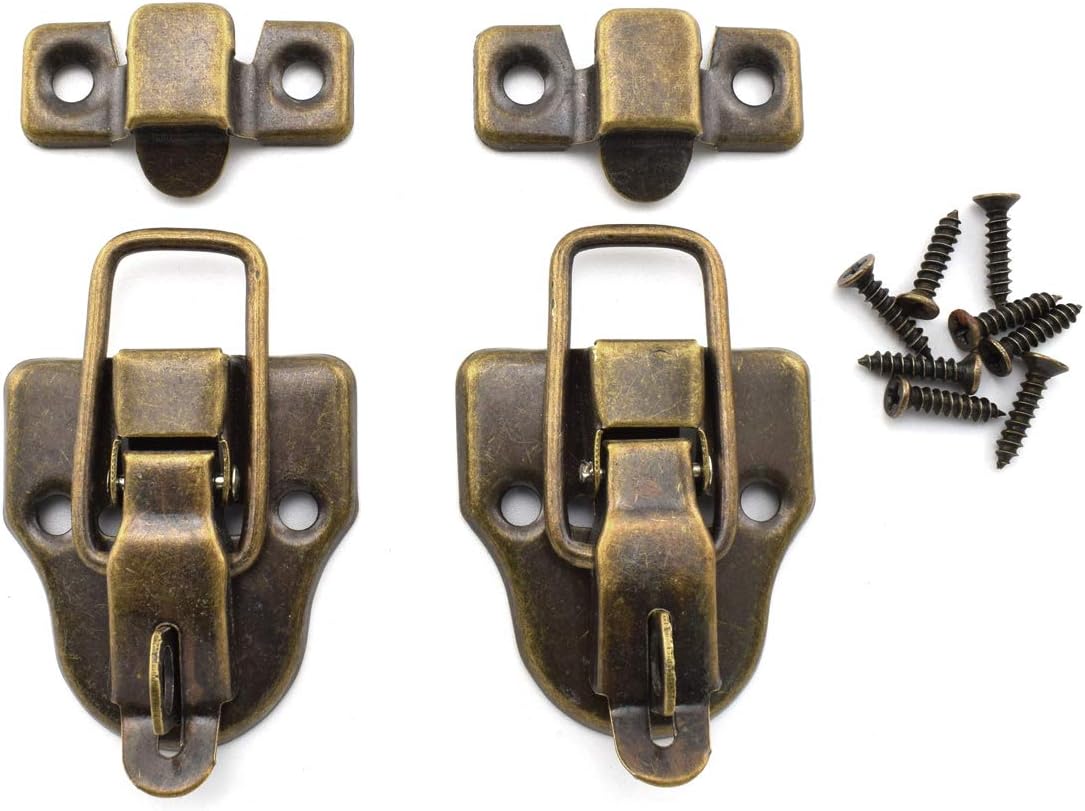 2-Pack Retro Bronze Style Box Toggle Latch with Padlock Hole for Small Wooden Crafts