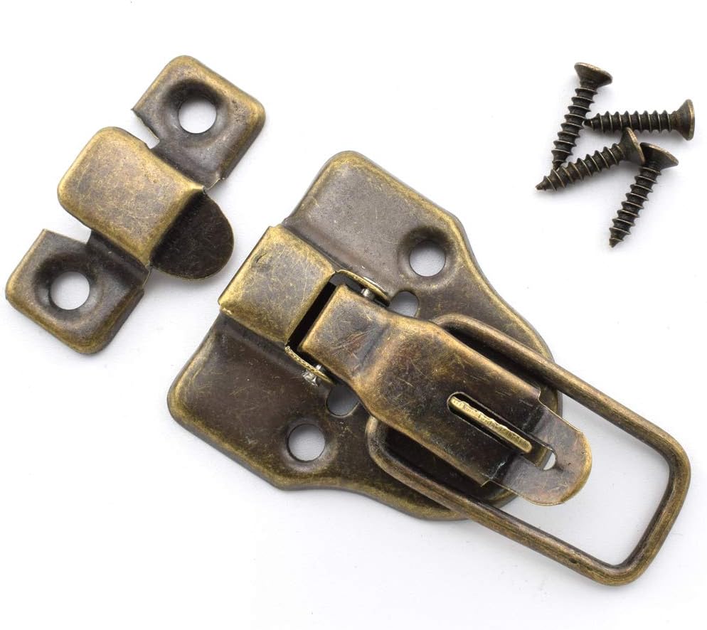 2-Pack Retro Bronze Style Box Toggle Latch with Padlock Hole for Small Wooden Crafts