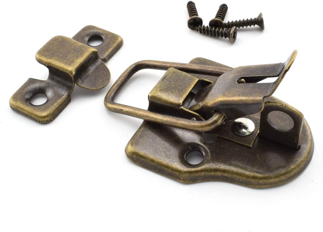 2-Pack Retro Bronze Style Box Toggle Latch with Padlock Hole for Small Wooden Crafts