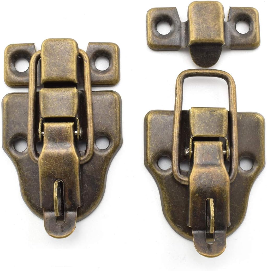 2-Pack Retro Bronze Style Box Toggle Latch with Padlock Hole for Small Wooden Crafts
