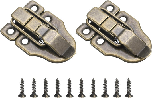 2 Pack Retro Duck-Billed Hasp Lock, 60 x 40mm Metal Toggle Latch Buckle Clasp for Jewelry Box, Suitcase, Toolbox - Bronze