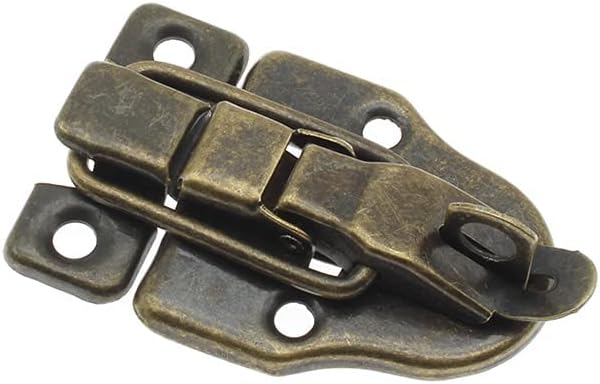 2 Pack Retro Style Duckbilled Toggle Hasp Latch Antique Padlock Kit for Jewelry Box & Toolbox - Bronze