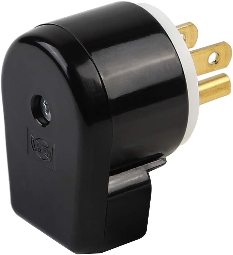 2-Pack Right Angle Nema 5-15P 15A 125V AC Plug, ETL Certified, 90 Degree Male DIY Rewirable AC Connector