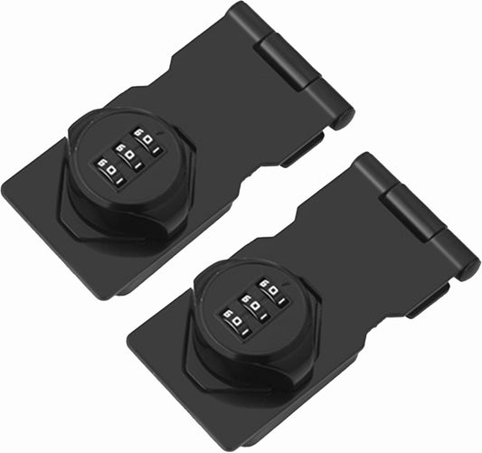 2 Pack Rotary Hasp Locks for Doors and Cabinets - Mechanical Sliding Bolt Latch for 180° Security Gate Locking on Closets, Fences, and Drawers