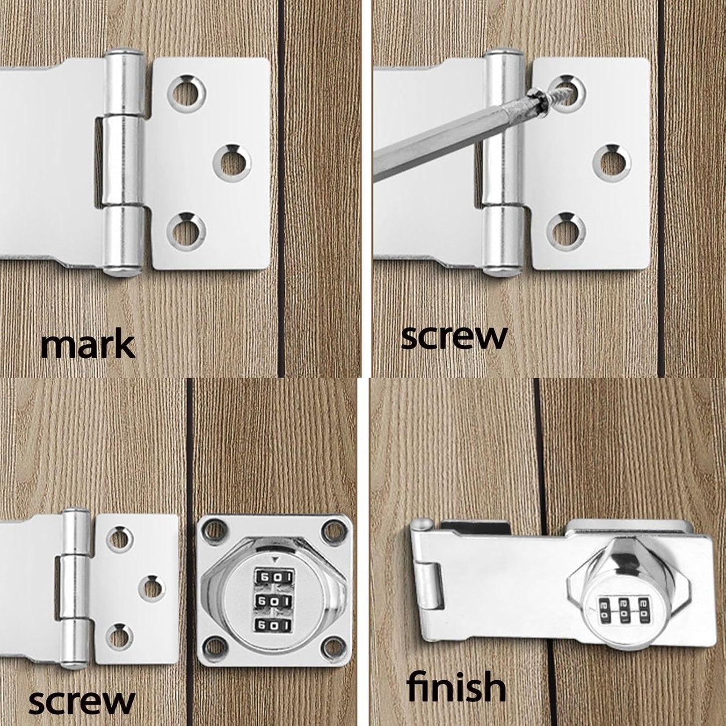 2 Pack Rotary Hasp Locks for Doors and Cabinets - Mechanical Sliding Bolt Latch for 180° Security Gate Locking on Closets, Fences, and Drawers