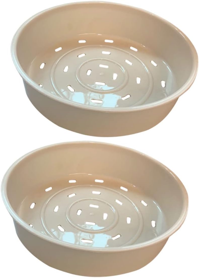 2-Pack Round Hole Rice Cooker Steamer Basket Set - Tamale & Food Steamer, Mini Steam Basket with Liners for Simple Cooking - White Kitchen Supplies