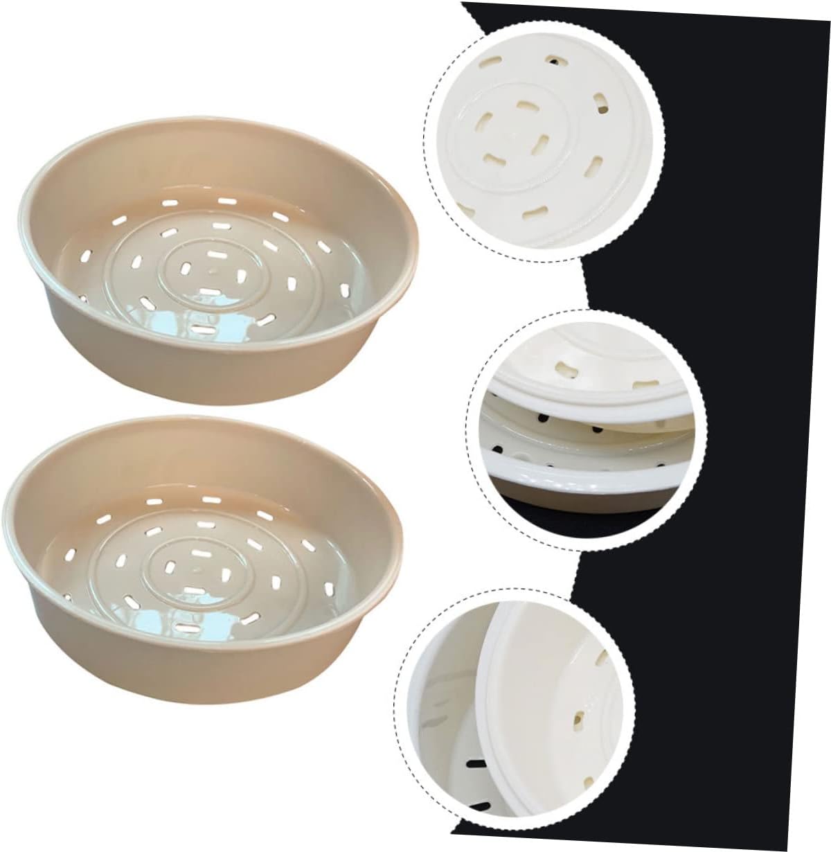 2-Pack Round Hole Rice Cooker Steamer Basket Set - Tamale & Food Steamer, Mini Steam Basket with Liners for Simple Cooking - White Kitchen Supplies