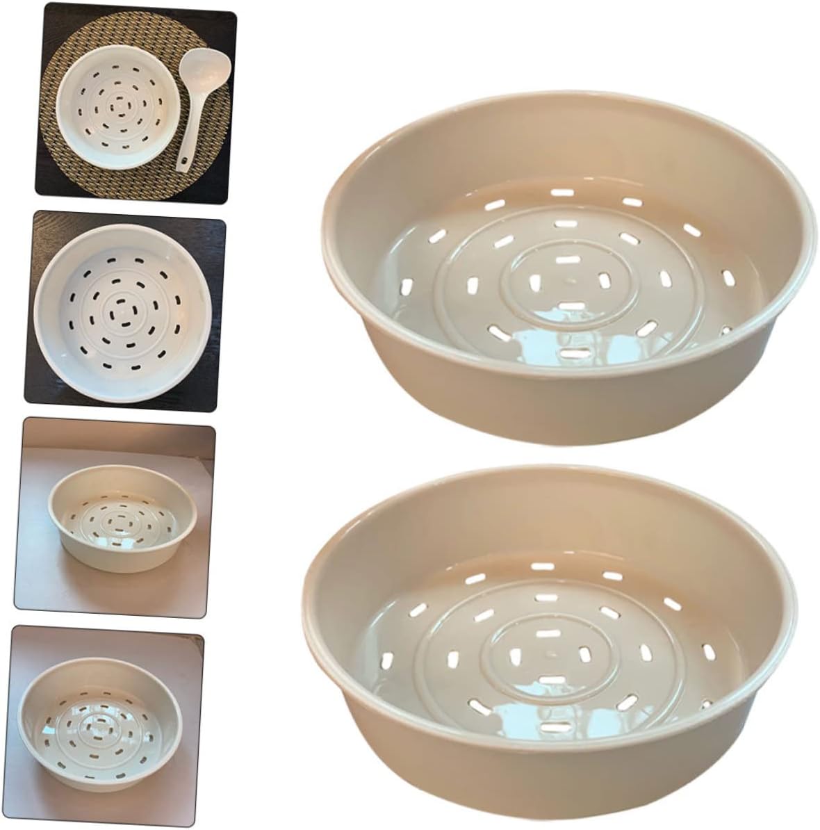 2-Pack Round Hole Rice Cooker Steamer Basket Set - Tamale & Food Steamer, Mini Steam Basket with Liners for Simple Cooking - White Kitchen Supplies