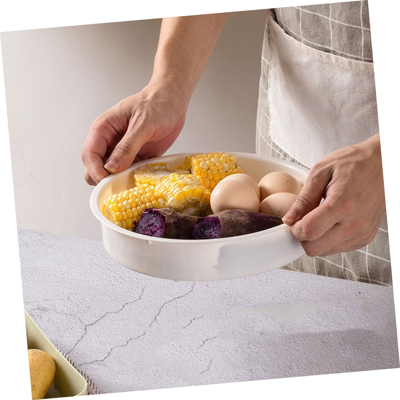 2-Pack Round Hole Rice Cooker Steamer Basket Set - Tamale & Food Steamer, Mini Steam Basket with Liners for Simple Cooking - White Kitchen Supplies