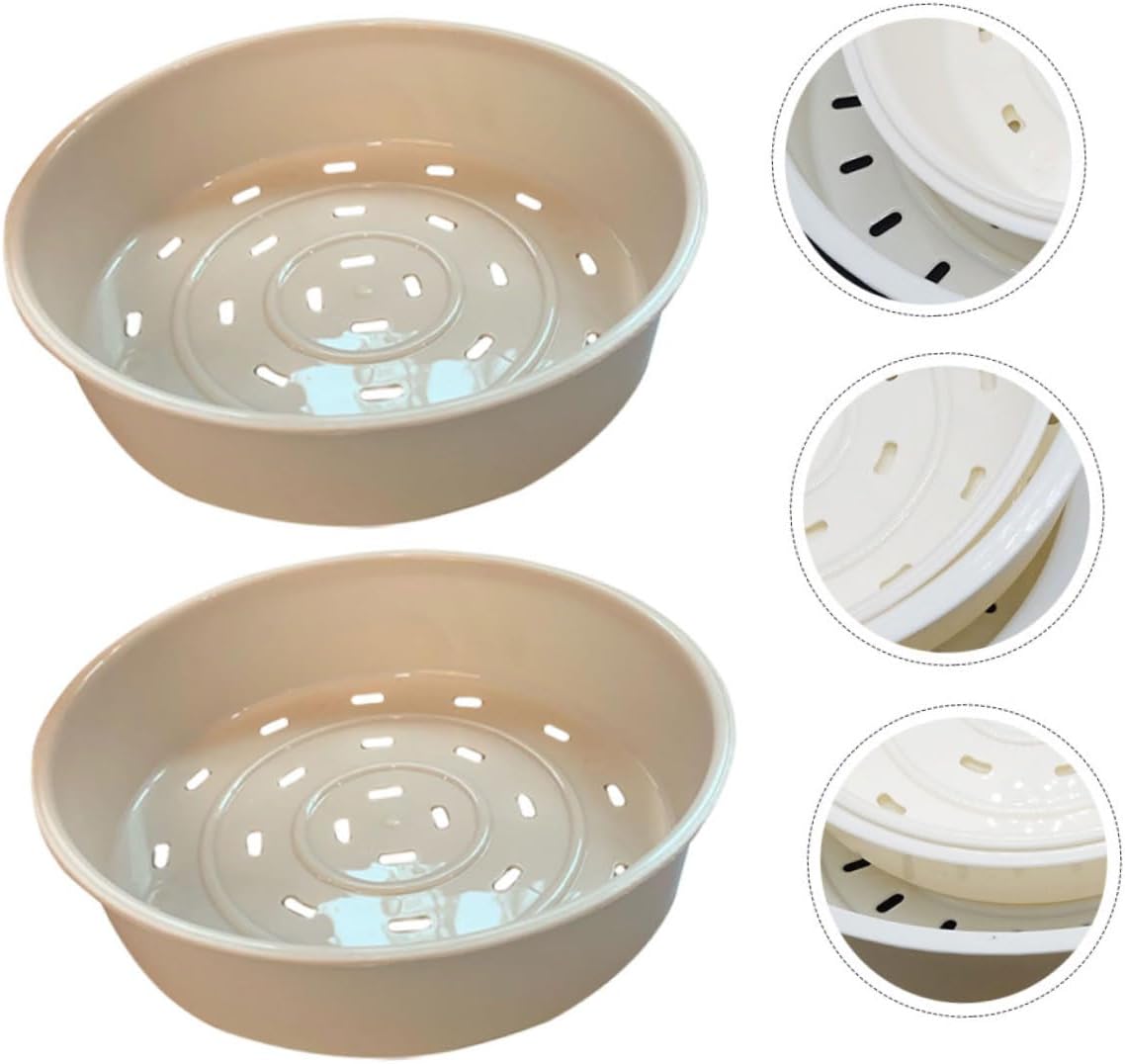 2-Pack Round Hole Rice Cooker Steamer Basket Set - Tamale & Food Steamer, Mini Steam Basket with Liners for Simple Cooking - White Kitchen Supplies