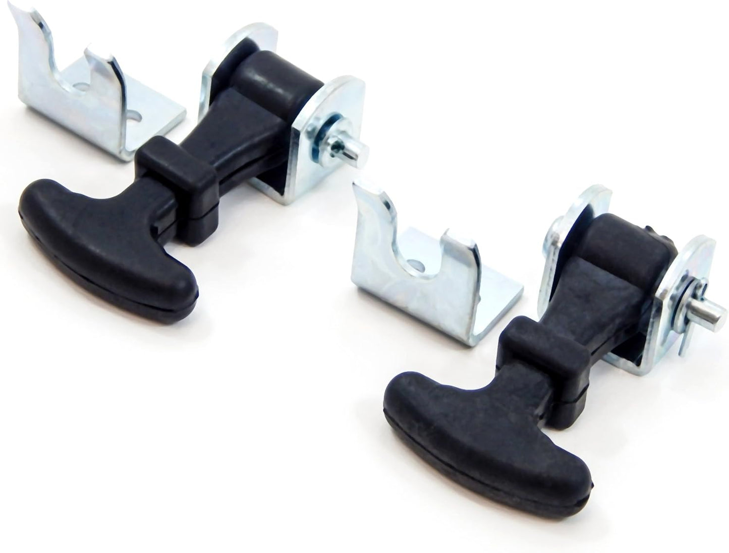 2 Pack Rubber Hood Catch Hold-Down Kit 2.5" Easy Grip Latch Zinc Plated Steel Brackets, Hardware Replacement for Luggage Container, Battery Box, LP Bottle Cover