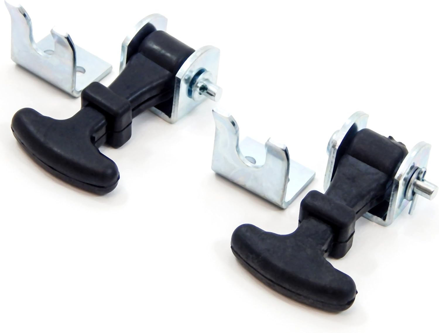 2 Pack Rubber Hood Catch Hold-Down Kit 2.5" Easy Grip Latch Zinc Plated Steel Brackets, Hardware Replacement for Luggage Container, Battery Box, LP Bottle Cover
