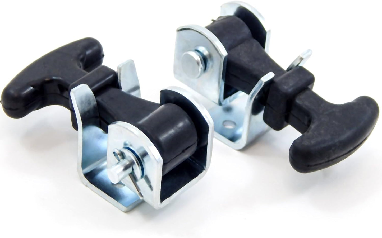 2 Pack Rubber Hood Catch Hold-Down Kit 2.5" Easy Grip Latch Zinc Plated Steel Brackets, Hardware Replacement for Luggage Container, Battery Box, LP Bottle Cover