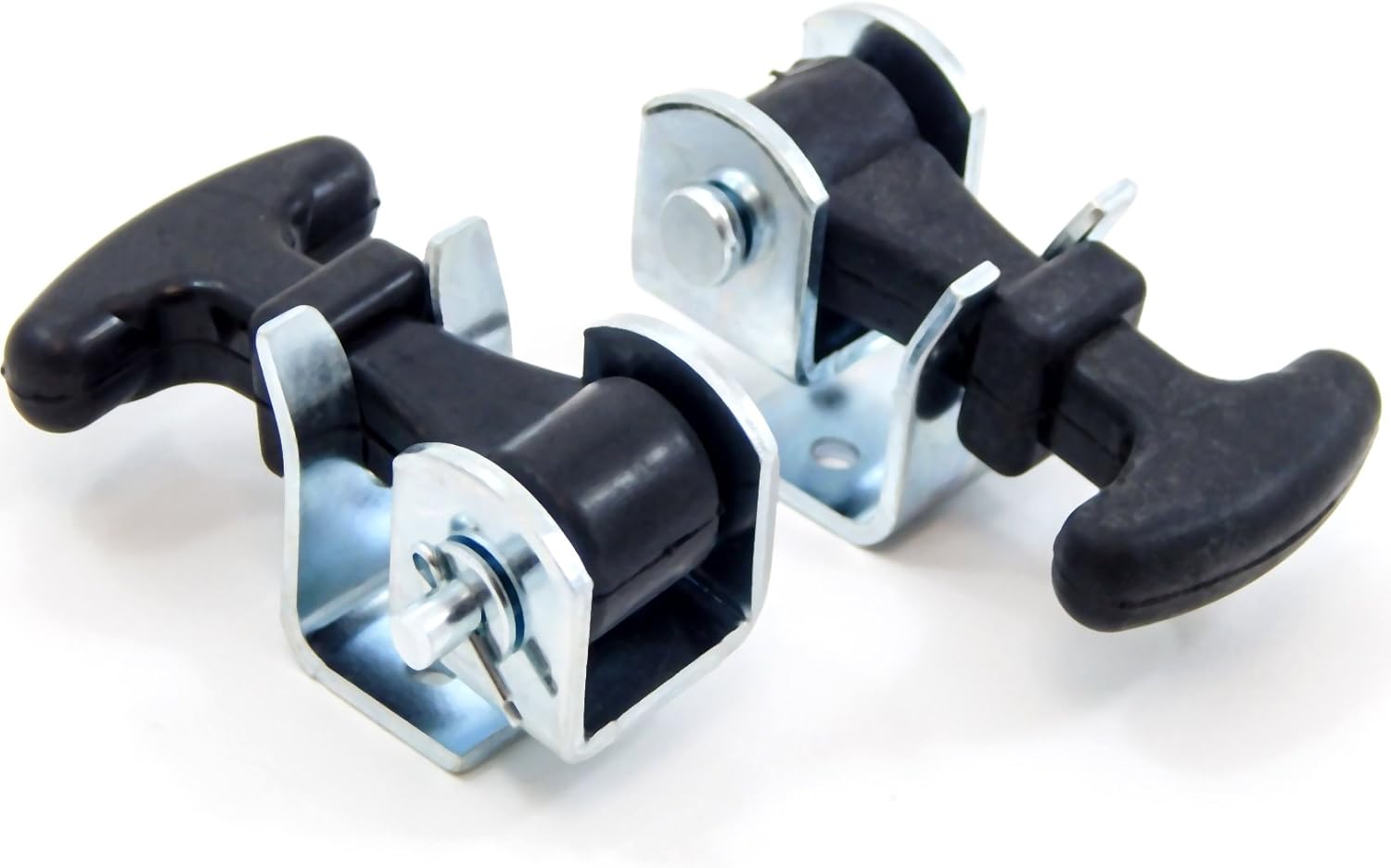 2 Pack Rubber Hood Catch Hold-Down Kit 2.5" Easy Grip Latch Zinc Plated Steel Brackets, Hardware Replacement for Luggage Container, Battery Box, LP Bottle Cover