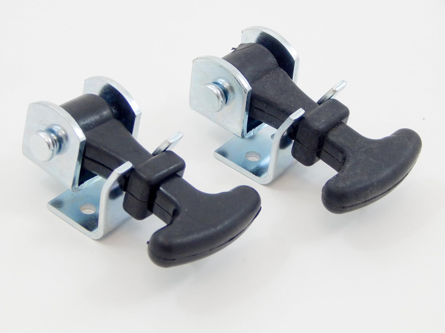 2 Pack Rubber Hood Catch Hold-Down Kit 2.5" Easy Grip Latch Zinc Plated Steel Brackets, Hardware Replacement for Luggage Container, Battery Box, LP Bottle Cover