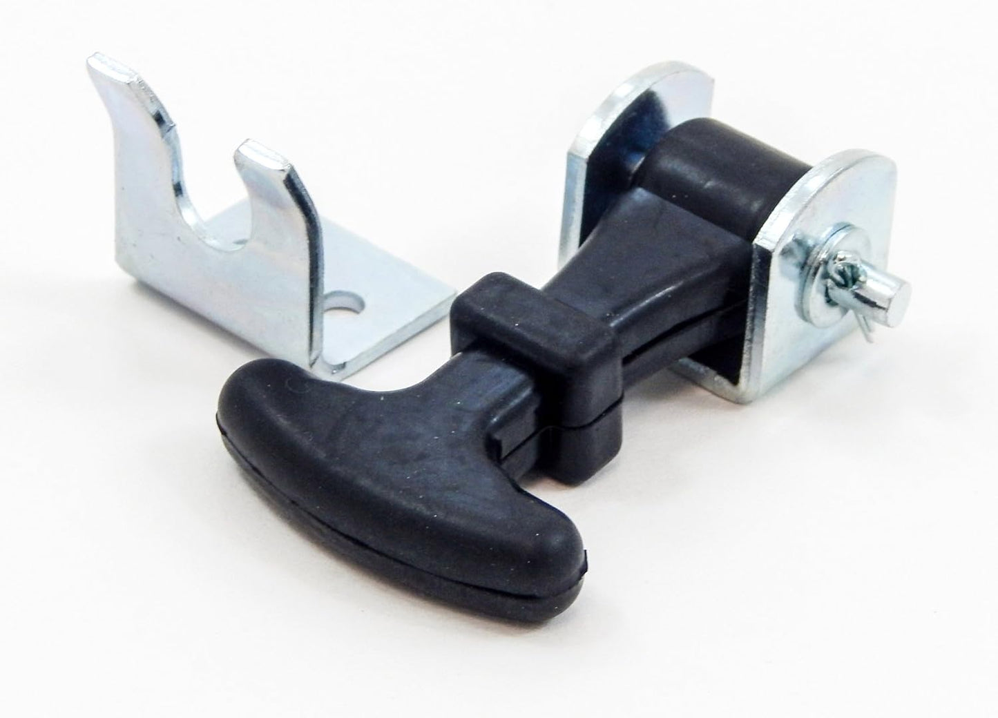 2 Pack Rubber Hood Catch Hold-Down Kit 2.5" Easy Grip Latch Zinc Plated Steel Brackets, Hardware Replacement for Luggage Container, Battery Box, LP Bottle Cover