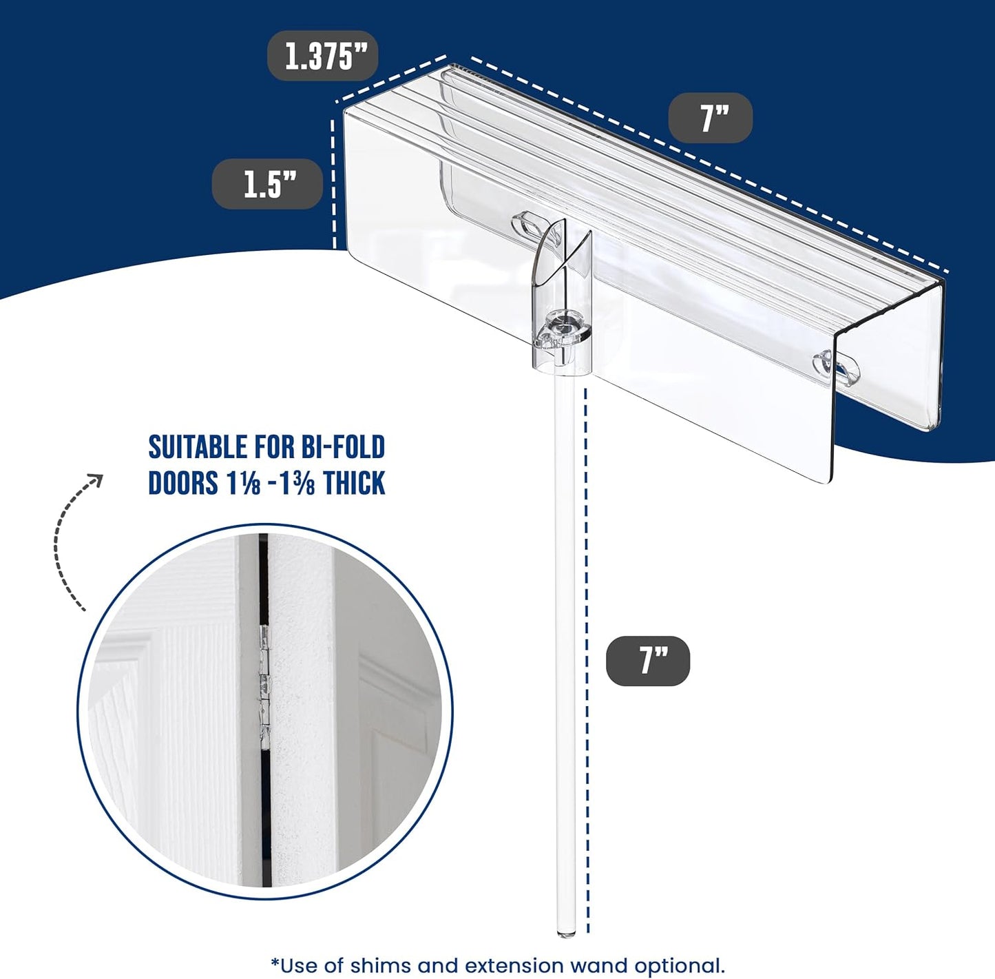 (2-Pack) Safety Innovations Bi-fold Door Lock - Child and Pet Proof - Tool-Free Installation - Unbreakable Clear Polycarbonate - Fits 1 3/8" Thick Wood Doors