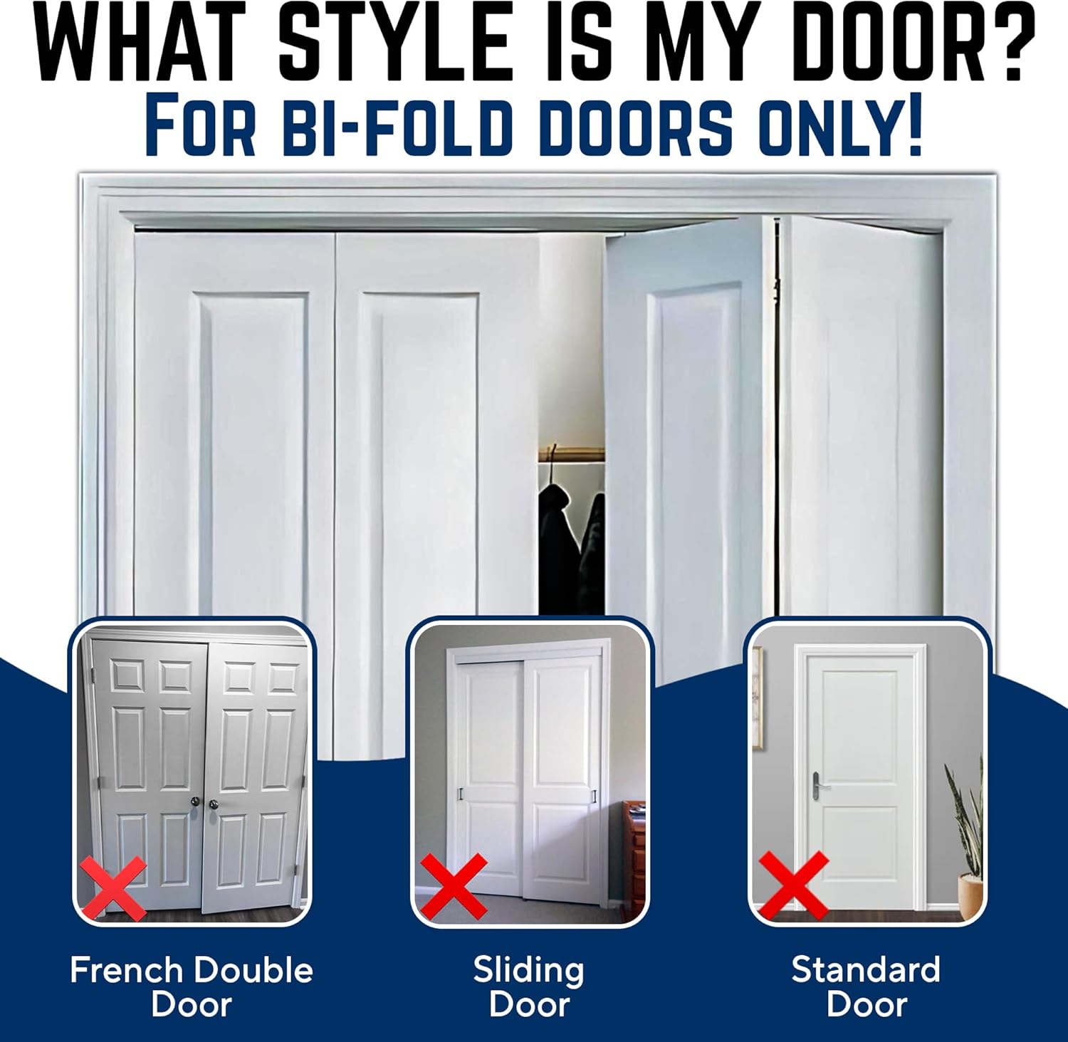 (2-Pack) Safety Innovations Bi-fold Door Lock - Child and Pet Proof - Tool-Free Installation - Unbreakable Clear Polycarbonate - Fits 1 3/8" Thick Wood Doors