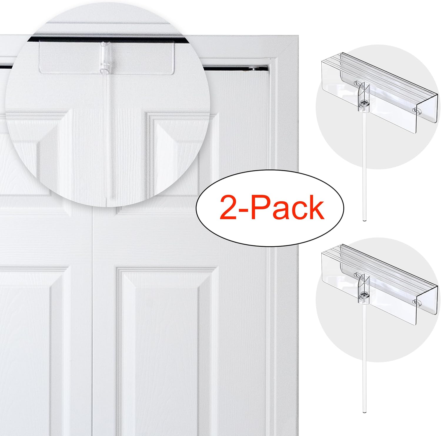 (2-Pack) Safety Innovations Bi-fold Door Lock - Child and Pet Proof - Tool-Free Installation - Unbreakable Clear Polycarbonate - Fits 1 3/8" Thick Wood Doors