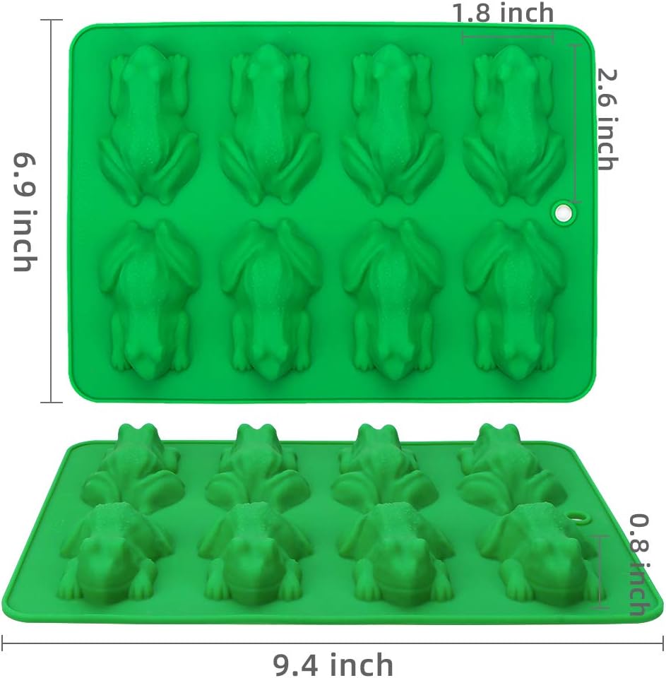 2 Pack Silicone Frog Candy Molds for Jello, Keto Fat Bombs, Cake Decoration - Webake Chocolate Mold for Resin, Soap Making (Green)