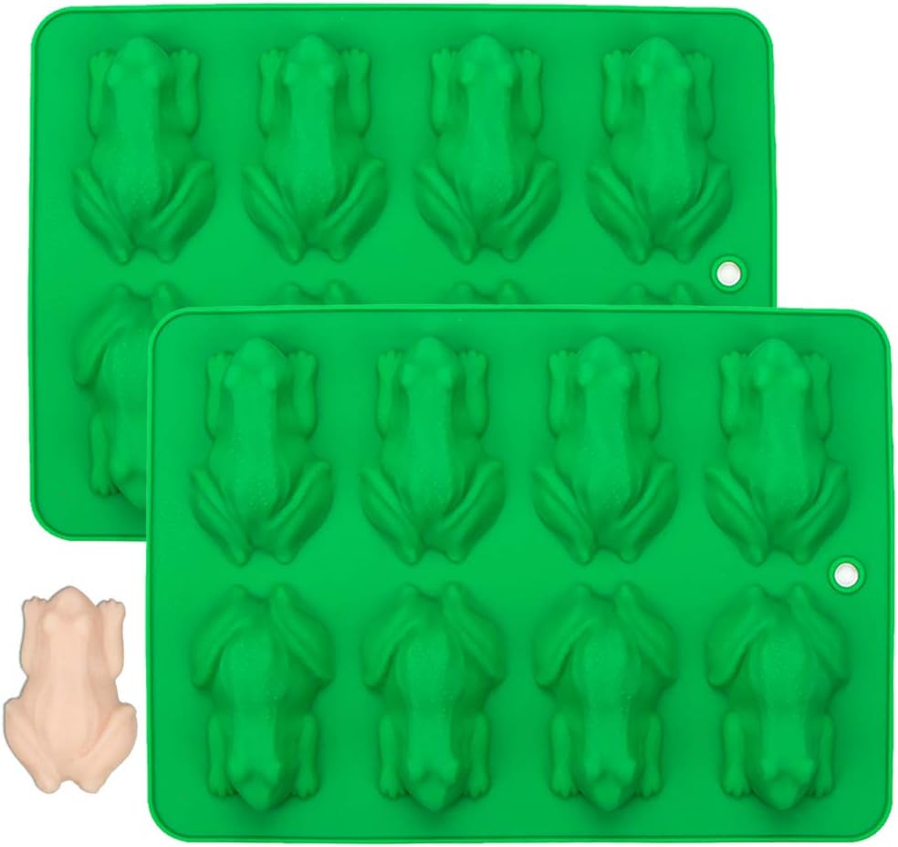 2 Pack Silicone Frog Candy Molds for Jello, Keto Fat Bombs, Cake Decoration - Webake Chocolate Mold for Resin, Soap Making (Green)