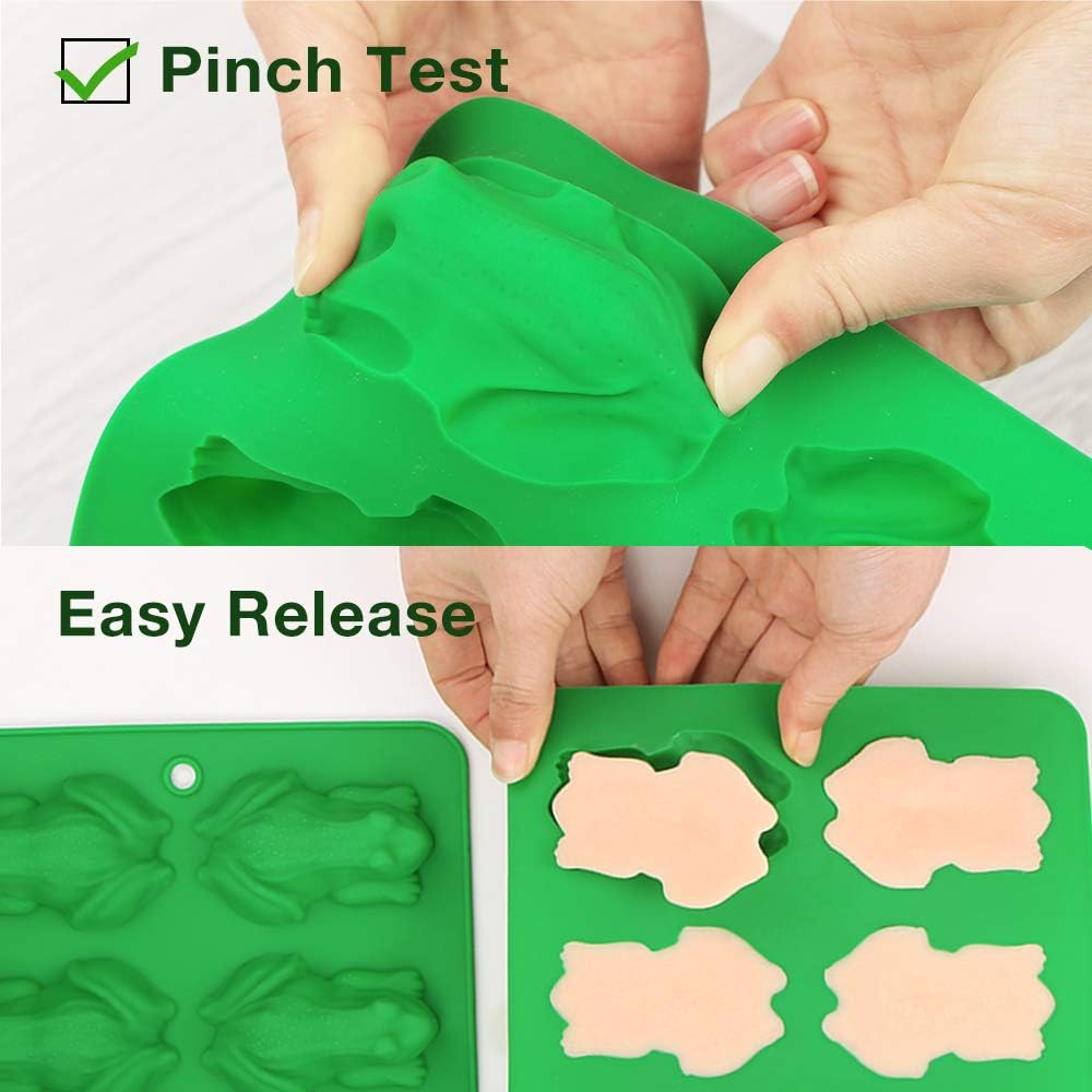 2 Pack Silicone Frog Candy Molds for Jello, Keto Fat Bombs, Cake Decoration - Webake Chocolate Mold for Resin, Soap Making (Green)