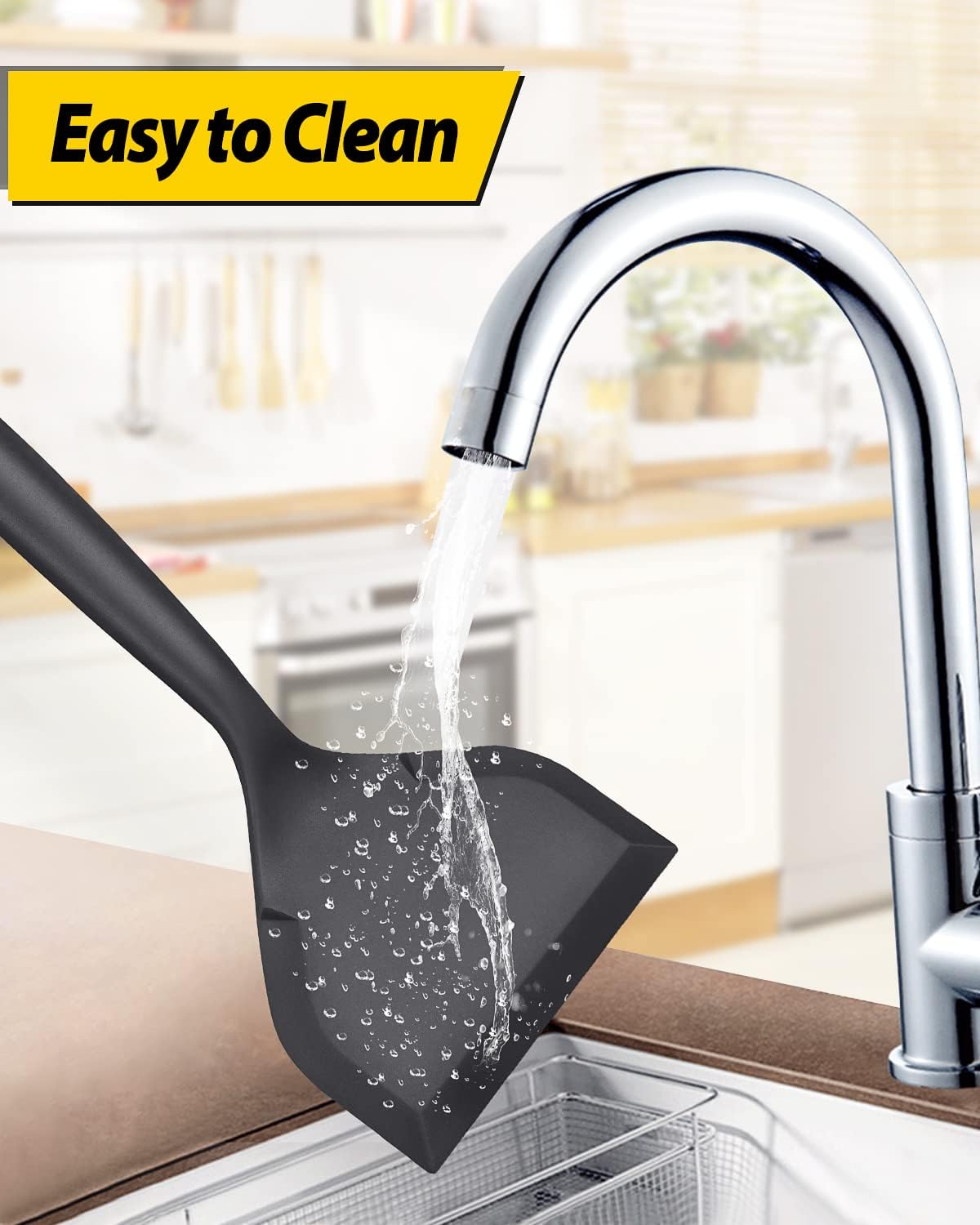 2 Pack Silicone Spatula Set - Nonstick Pancake Shovel & Flexible Turner - BPA Free Kitchen Cookware for Eggs, Cookies, Omelettes, Fish, Burgers