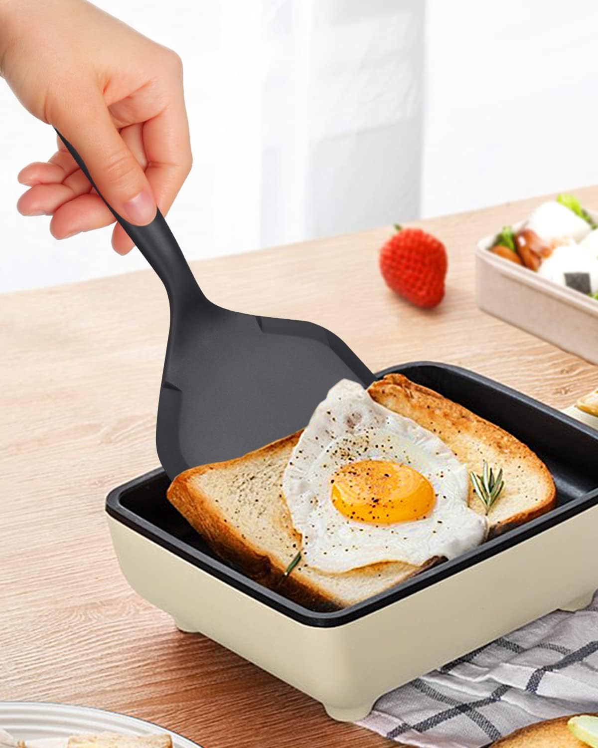 2 Pack Silicone Spatula Set - Nonstick Pancake Shovel & Flexible Turner - BPA Free Kitchen Cookware for Eggs, Cookies, Omelettes, Fish, Burgers