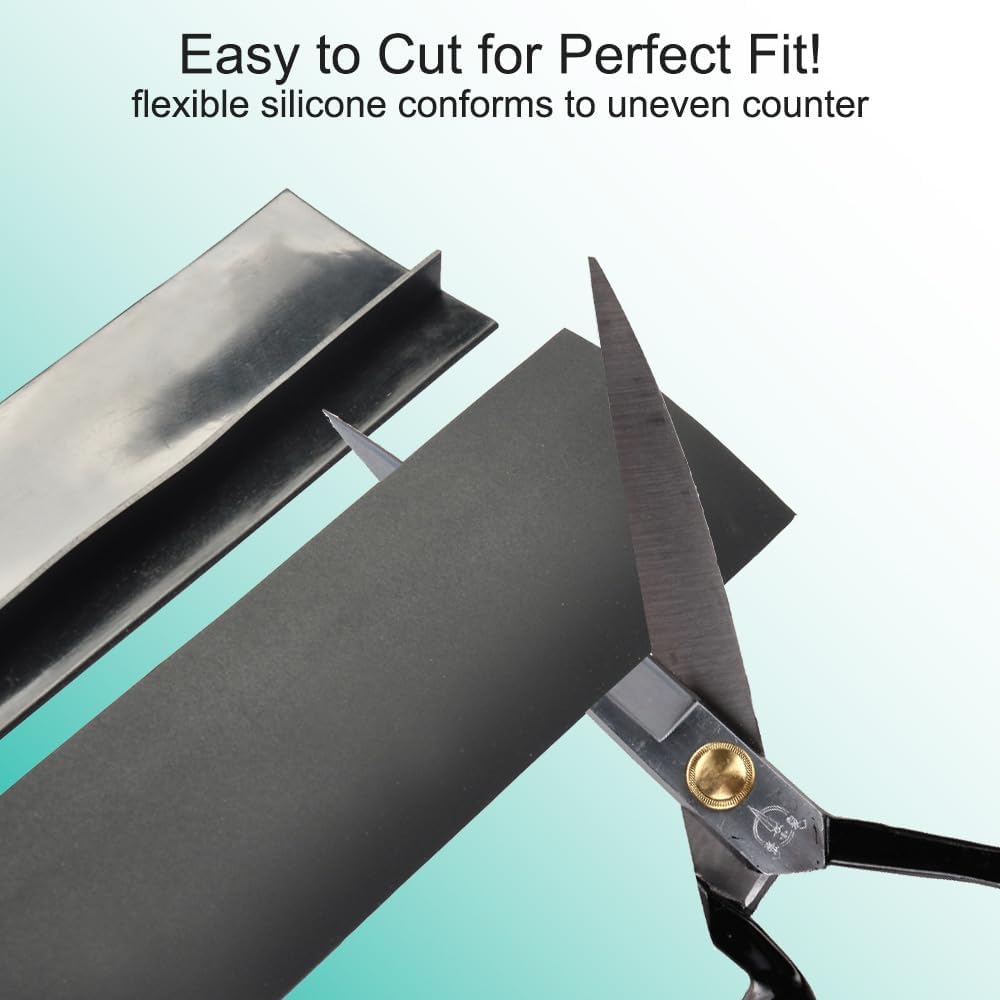 2 Pack Silicone Stove Counter Gap Cover - 25 Inch Kitchen Oven Gap Filler Strips - Easy Clean Countertop Guard (Black)