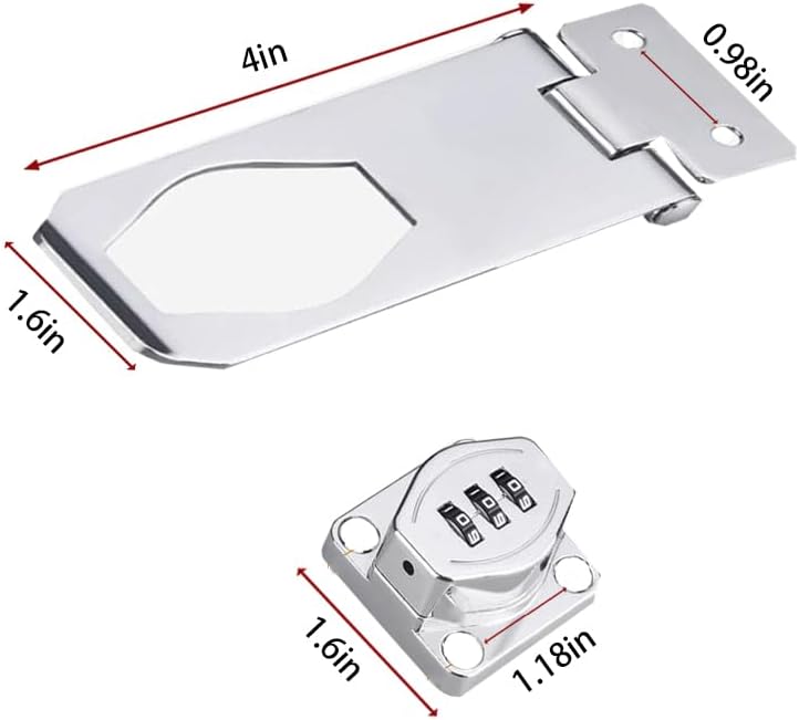2-Pack Silver Cabinet Door Combination Locks for Household Cabinets, Barn Doors, Bathrooms, Outdoors, and Gardens - Password Hasp Locks, Fold Locks