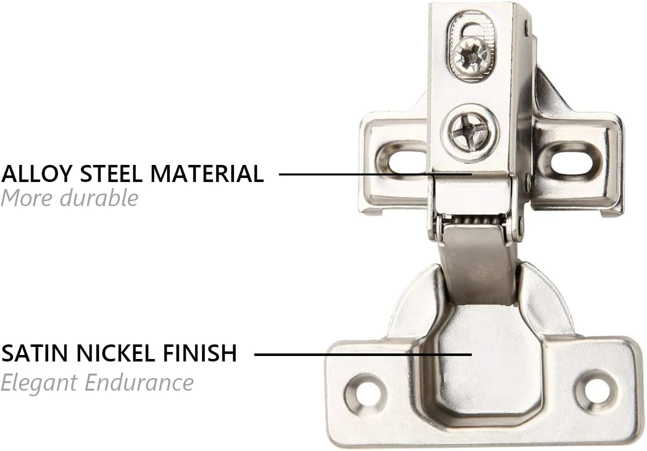 2 Pack Silverline Soft Close Cabinet Door Hinges - Face Frame, 1/2 Inch Overlay, Metal Dampers, Heavy Duty Steel - Kitchen Bathroom