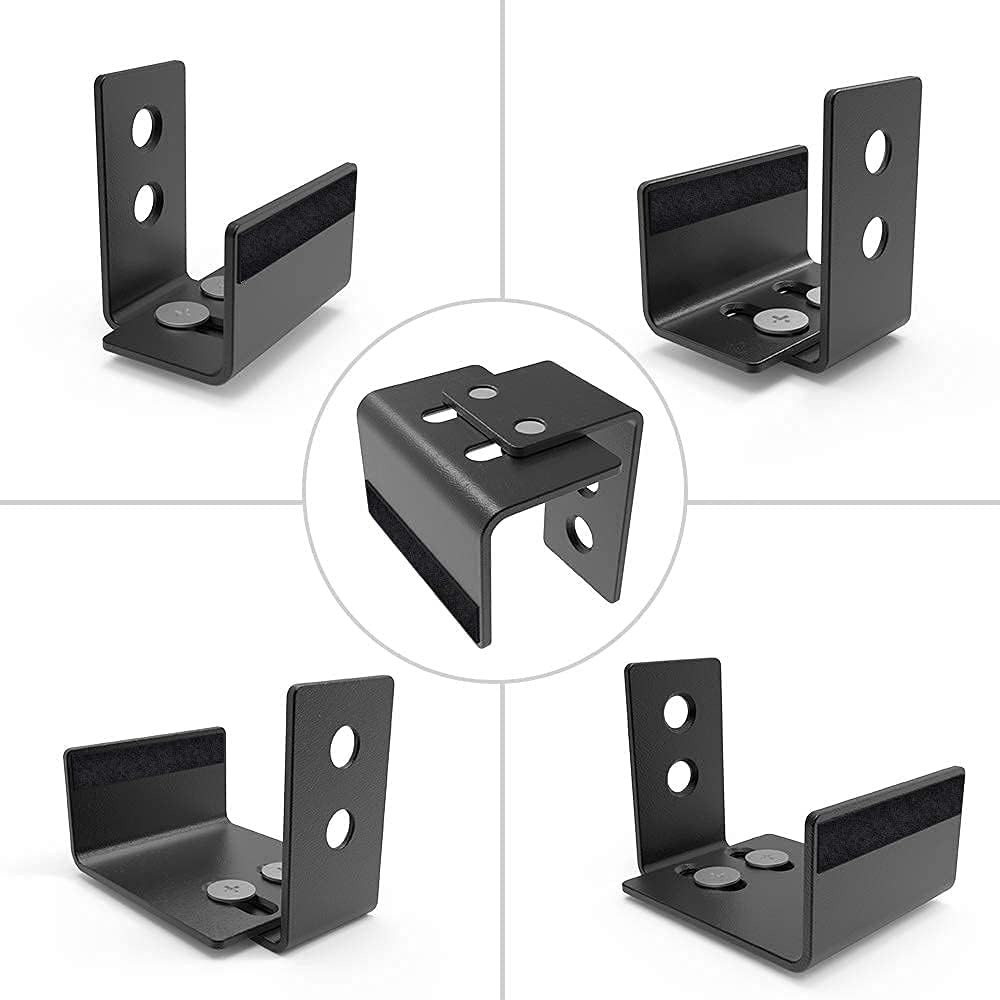 2 Pack SKYSEN Barn Door Bottom Floor Guide with Extend Bracket - Wall Mounted Adjustable Flush Bottom Matte Black