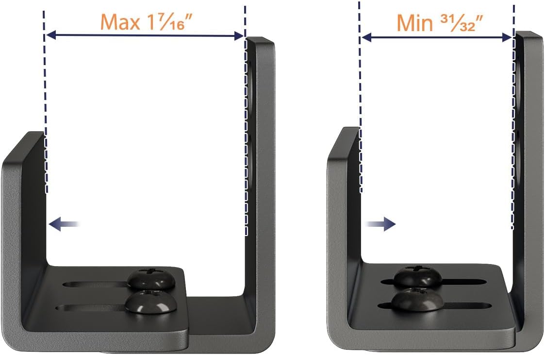2 Pack SmartStandard Adjustable U Shape Barn Door Floor Guides - Wall Mounted Flex Bottom Guide - Sturdy Steel - Black - WildKart