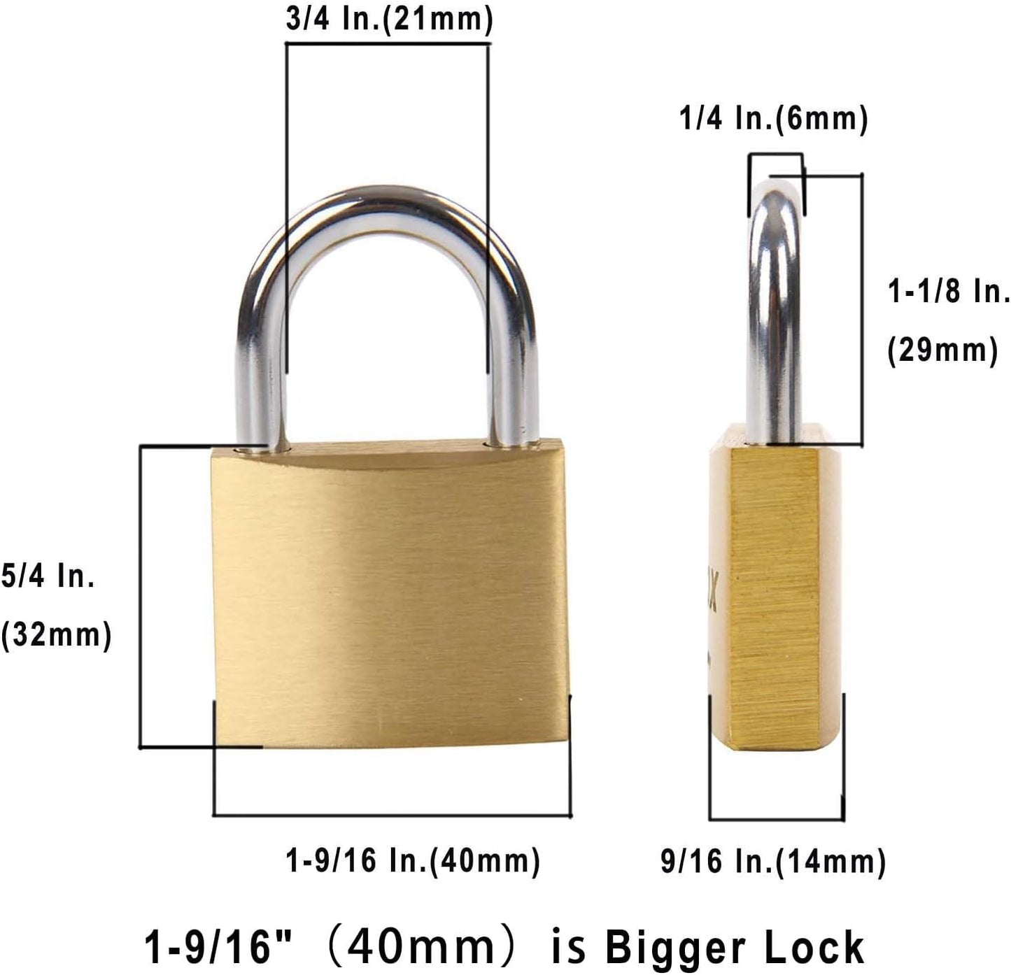 2-Pack Solid Brass Padlocks with Matching Keys and 4-Digit Combination Locks
