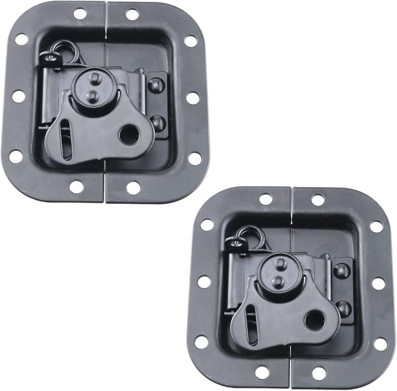 2 Pack Spring Loaded Recessed Butterfly Twist Catches for Flight Cases - 3.2x3 Inch Black Butterfly Latches