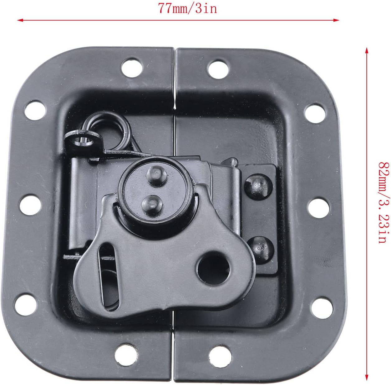 2 Pack Spring Loaded Recessed Butterfly Twist Catches for Flight Cases - 3.2x3 Inch Black Butterfly Latches