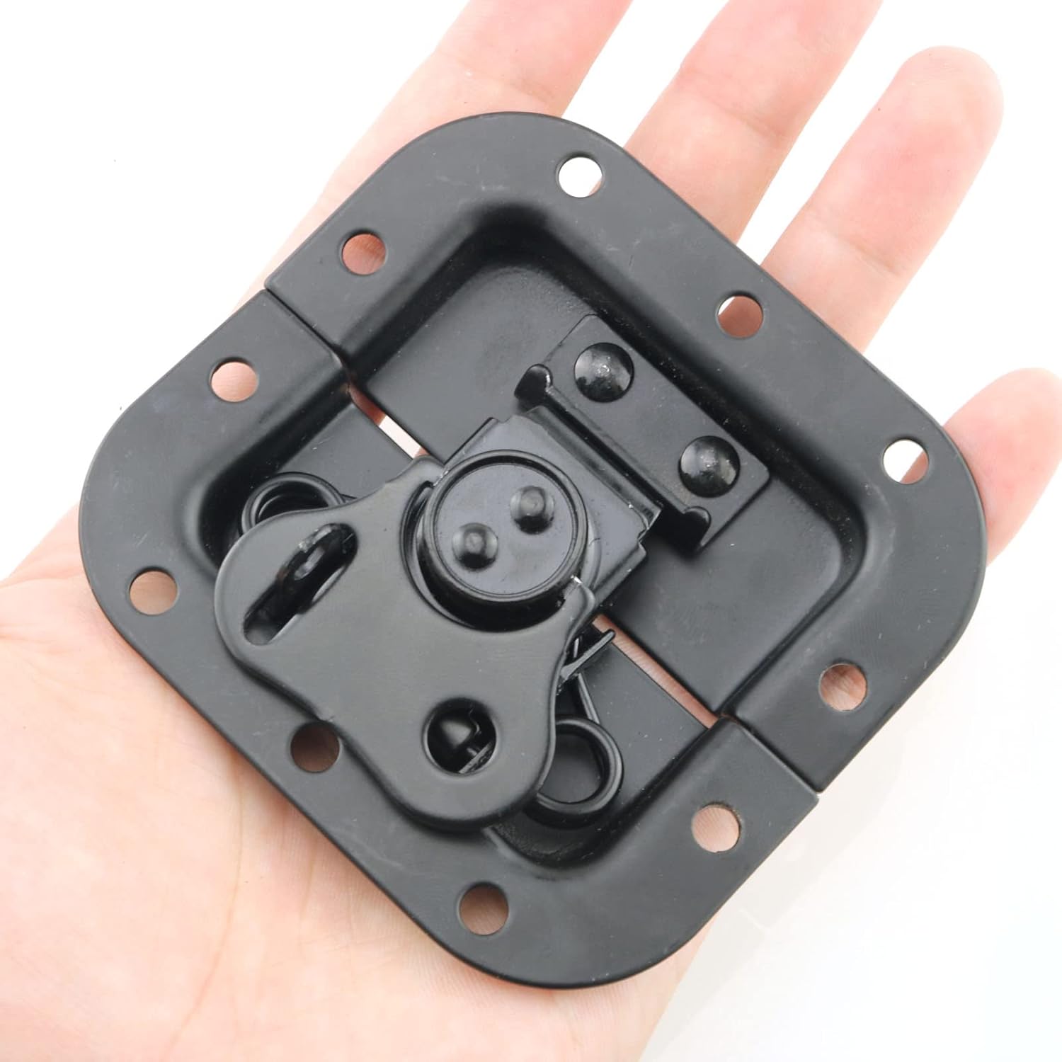 2 Pack Spring Loaded Recessed Butterfly Twist Catches for Flight Cases - 3.2x3 Inch Black Butterfly Latches