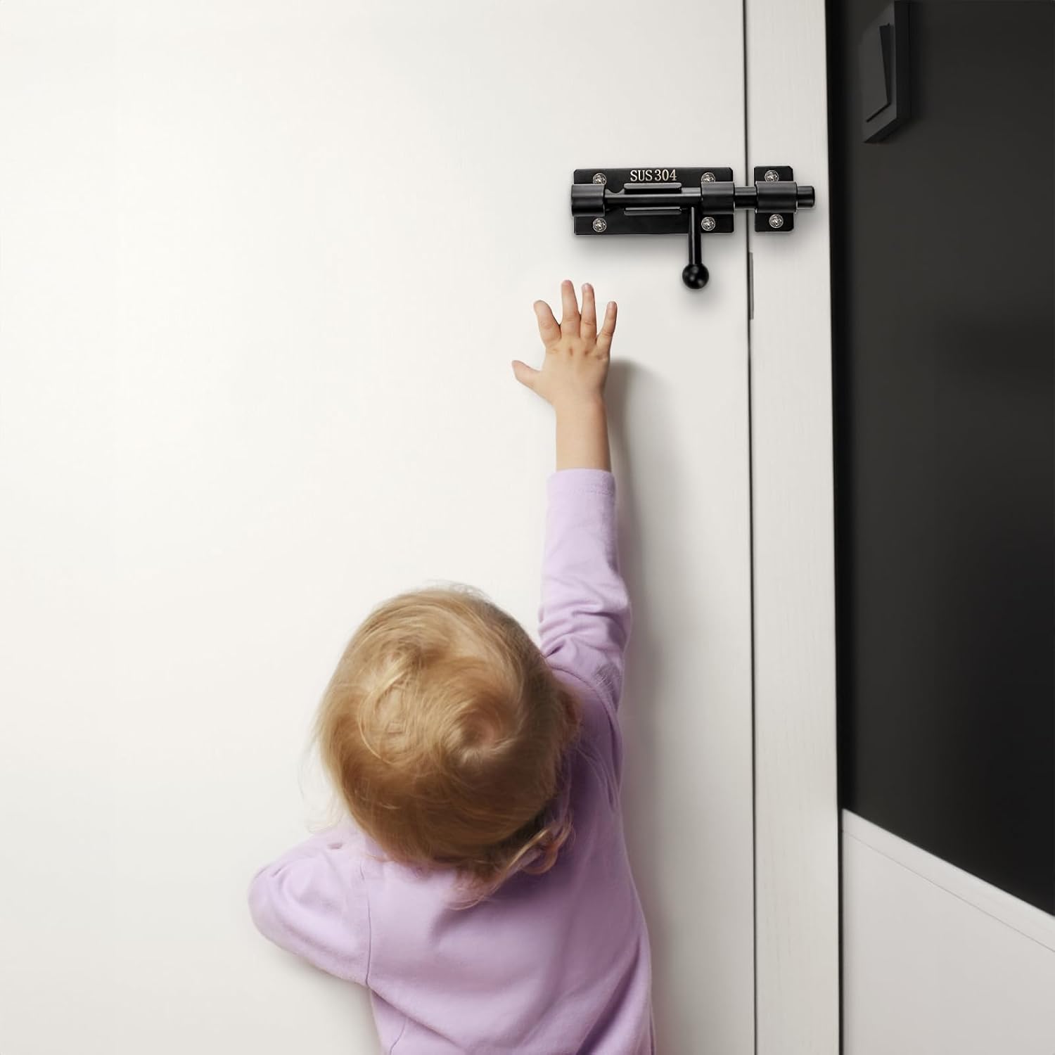 2 Pack Stainless Steel Door Bolt Latch with Padlock Hole - Heavy Duty Slide Lock for Wine Cabinet, Bathroom, Garage, Closet