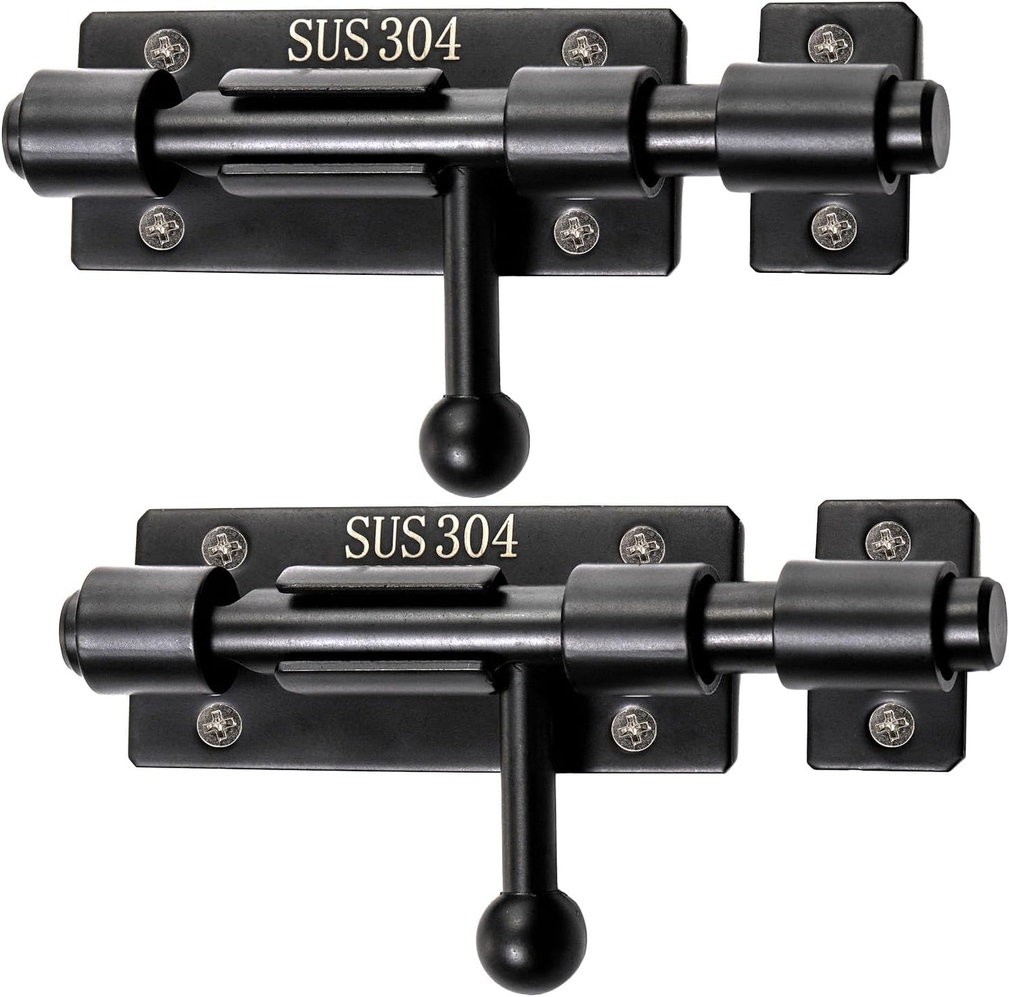 2 Pack Stainless Steel Door Bolt Latch with Padlock Hole - Heavy Duty Slide Lock for Wine Cabinet, Bathroom, Garage, Closet